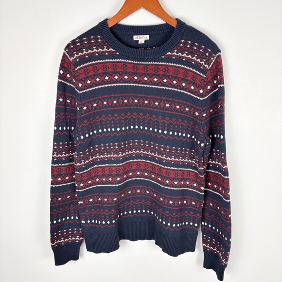 Merona Sweaters - Merona Navy Red White Fair Isle Knit Sweater Pullover Long Sleeve‎ Size M